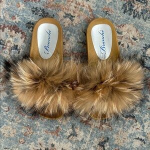 Branche’ Kiki Slides w/real Fox Fur Slippers